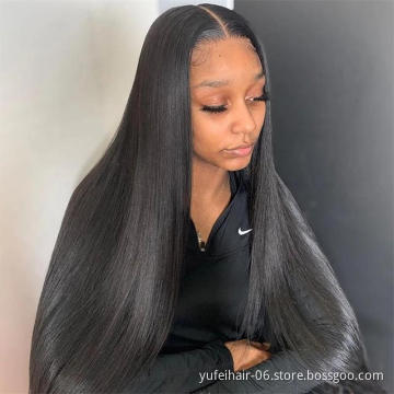 Wholesale Indian hair Transparent lace wig long glueless double drawn virgin hair straight swiss lace hd lace frontal wig